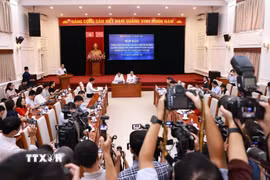 Bộ Giáo dục và Đào tạo thông tin về phương án xử lý đối với thí sinh tại Điểm thi Trường THPT chuyên Tuyên Quang. (Ảnh: Thanh Tùng/TTXVN)