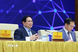 Thủ tướng Phạm Minh Chính chủ trì Diễn đàn Quốc gia phát triển kinh tế số và xã hội số lần thứ 3. (Ảnh: Dương Giang/TTXVN)