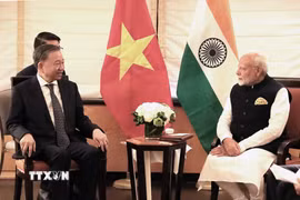 Tổng Bí thư, Chủ tịch nước Tô Lâm gặp Thủ tướng Ấn Độ Narendra Modi trong khuôn khổ chuyến tham dự Đại hội đồng Liên hợp quốc Khóa 79 và làm việc tại Hoa Kỳ, chiều 23/9/2024 (giờ địa phương), tại New York. (Ảnh: Thanh Tuấn/TTXVN)