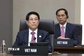 Chủ tịch nước Lương Cường dự Phiên họp thứ 2 Hội nghị Cấp cao APEC lần thứ 32 . (Ảnh: Lâm Khánh/TTXVN)