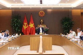 Phó Thủ tướng Hồ Đức Phớc chủ trì cuộc họp về dự thảo Nghị định cơ cấu lại vốn nhà nước tại doanh nghiệp. (Ảnh: An Đăng/TTXVN)