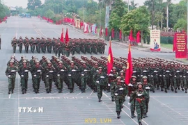 Các khối khu vực 2 tham gia hợp luyện. (Ảnh: Trọng Đức/ TTXVN)