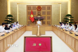 Phó Thủ tướng Hồ Đức Phớc, Trưởng Ban Chỉ đạo Phòng, chống rửa tiền chủ trì họp Ban chỉ đạo. (Ảnh: An Đăng/TTXVN)