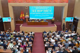 Quang cảnh kỳ họp thứ 5 Hội đồng Nhân dân tỉnh Quảng Ngãi khóa XIV. (Ảnh: Cao Nguyên/TTXVN)