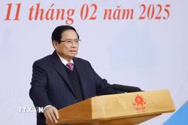 Thủ tướng Phạm Minh Chính khai mạc Hội nghị Thường trực Chính phủ làm việc với các ngân hàng thương mại. (Ảnh: Dương Giang/TTXVN)