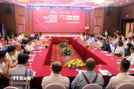 Quang cảnh Diễn đàn Kinh tế tư nhân Việt Nam 2025 - Vòng đối thoại địa phương, Cụm miền núi Đông Bắc Bộ. (Ảnh: Văn Đạt/TTXVN)