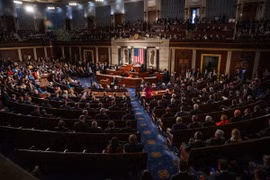 Toàn cảnh một phiên họp của Hạ viện Mỹ ở Washington, D.C., ngày 17/10/2023. (Ảnh: THX/TTXVN)