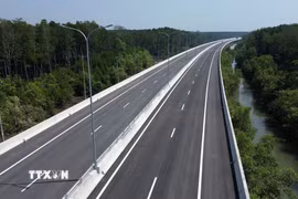 Cao tốc Bến Lức-Long Thành đoạn qua rừng ngập mặn huyện Nhơn Trạch (Đồng Nai). (Ảnh: Công Phong/TTXVN)