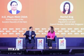 Thủ tướng Phạm Minh Chính tham dự Phiên Đối thoại Cấp cao tại Hội nghị Thượng đỉnh Kinh doanh và Đầu tư ASEAN (ABIS). (Ảnh: Dương Giang/TTXVN)
