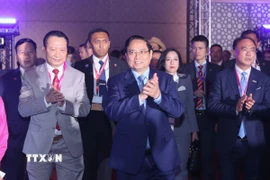 Thủ tướng Phạm Minh Chính đến dự Phiên Đối thoại Cấp cao tại Hội nghị Thượng đỉnh Kinh doanh và Đầu tư ASEAN (ABIS). (Ảnh: Dương Giang/TTXVN)