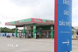 Một cây xăng, dầu trên các phường trung tâm của tỉnh Quảng Ngãi. (Ảnh: Phạm Cường/TTXVN)