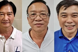 Các bị can Huỳnh Tuấn Ân, Trần Ngọc Linh, Nguyễn Thành Ngôn (từ trái sang). (Nguồn: Bộ Công an)