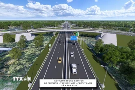 Phối cảnh đường Vành đai 4 Tp. Hồ Chí Minh có chiều dài 48km đoạn qua tỉnh Bình Dương. (Ảnh: TTXVN phát)