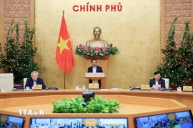 Thủ tướng Phạm Minh Chính chủ trì phiên họp Chính phủ thường kỳ tháng 2. (Ảnh: Dương Giang/TTXVN)