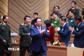 Thủ tướng Phạm Minh Chính đến hội nghị. (Ảnh: Dương Giang/TTXVN)