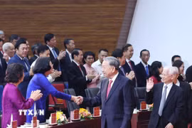 Tổng Bí thư Tô Lâm dự Lễ Công bố Nghị quyết sáp nhập đơn vị hành chính tại Thành phố Hồ Chí Minh. (Ảnh: Thống Nhất/TTXVN)