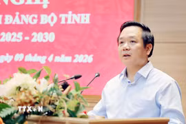 Bí thư Tỉnh ủy, Chủ tịch Ủy ban Nhân dân tỉnh Hưng Yên Phạm Quang Ngọc phát biểu. (Ảnh: Thế Duyệt/TTXVN)