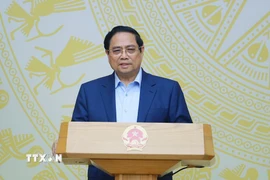 Thủ tướng Phạm Minh Chính chủ trì Phiên họp lần thứ tư của Ban Chỉ đạo quốc gia triển khai Nghị quyết số 68-NQ/TW của Bộ Chính trị về phát triển kinh tế tư nhân. (Ảnh: Dương Giang/TTXVN)