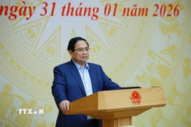 Thủ tướng Phạm Minh Chính chủ trì Phiên họp lần thứ tư của Ban Chỉ đạo quốc gia triển khai Nghị quyết số 68-NQ/TW của Bộ Chính trị về phát triển kinh tế tư nhân. (Ảnh: Dương Giang/TTXVN)