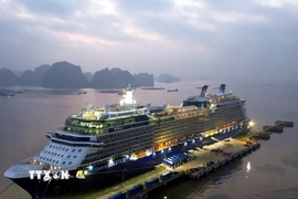 Tàu Clebrity Solstice mang quốc tịch Malta chở theo 3.016 khách cập Cảng tàu khách Quốc tế Hạ Long, phường Bãi Cháy (tỉnh Quảng Ninh). (Ảnh: Đức Hiếu/TTXVN)