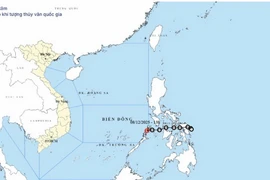 Hình ảnh vị trí và đường đi của áp thấp nhiệt đới.