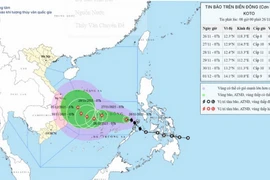 Hình ảnh vị trí và đường đi của bão số 15. (Nguồn: Trung tâm Dự báo Khí tượng Thủy văn Quốc gia)