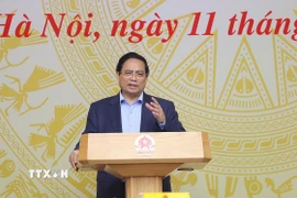 Thủ tướng Phạm Minh Chính chủ trì phiên họp về phát triển nhà ở xã hội. (Ảnh: Dương Giang/TTXVN)