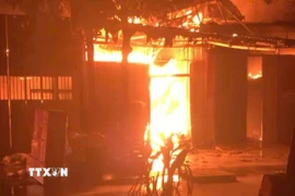 Hiện trường vụ cháy. (Ảnh: TTXVN phát)