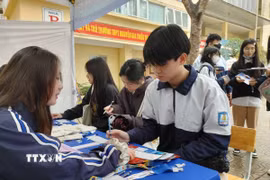 Nhiều học sinh đã nhận thức được ý nghĩa quan trọng của việc lựa chọn nghề nghiệp cho tương lai qua hoạt động hướng nghiệp. (Ảnh: Nguyễn Cúc/TTXVN)