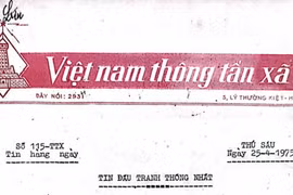 Bản tin đấu tranh thống nhất phát ngày 2t/4/1975 của Việt Nam Thông tấn xã.