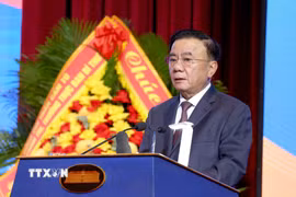 Thường trực Ban Bí thư Trần Cẩm Tú phát biểu chỉ đạo Phiên họp toàn thể về Đối ngoại Đảng và Đối ngoại nhân dân. (Ảnh: Phương Hoa/TTXVN)
