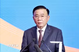 Thường trực Ban Bí thư Trần Cẩm Tú phát biểu chỉ đạo Phiên họp toàn thể về Đối ngoại Đảng và Đối ngoại nhân dân. (Ảnh: Phương Hoa/TTXVN)