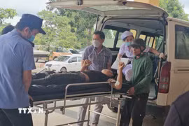 Một bệnh nhân được chuyển viện điều trị tại Bệnh viện Đa khoa tỉnh Quảng Trị. (Ảnh: TTXVN phát)