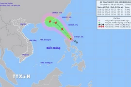 Vị trí và đường đi của áp thấp nhiệt đới lúc 7h ngày 17/9/2025. (Nguồn: Trung tâm Dự báo Khí tượng Thủy văn Quốc gia)