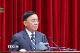 Đồng chí Trần Cẩm Tú, Uỷ viên Bộ Chính trị, Thường trực Ban Bí thư phát biểu chỉ đạo hội nghị. (Ảnh: Phương Hoa/TTXVN)