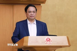 Thủ tướng Phạm Minh Chính chủ trì Phiên họp Chính phủ chuyên đề về xây dựng pháp luật tháng 7 năm 2025. (Ảnh: Dương Giang/TTXVN)