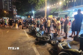 Hiện trường vụ tai nạn. (Ảnh: TTXVN phát)