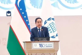 Chủ tịch Quốc hội Trần Thanh Mẫn phát biểu tại Phiên thảo luận chung IPU-150. (Ảnh: Doãn Tấn/TTXVN)