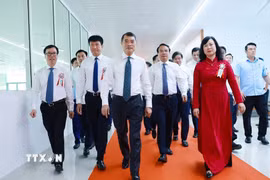 Thủ tướng Lê Minh Hưng đến dự Lễ khai trương hoạt động Bệnh viện Hữu nghị Việt Đức tại phường Liêm Tuyền, tỉnh Ninh Bình. (Ảnh: Dương Giang/TTXVN)