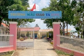 Trường Mẫu giáo Tà Hine - nơi xảy ra vụ xích đu đổ đè khiến một học sinh tử vong. 