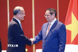 Thủ tướng Phạm Minh Chính tiếp ông Jonathan Choi, Chủ tịch Tập đoàn Sunwah. (Ảnh: Dương Giang/TTXVN)