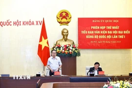 Bí thư Đảng ủy Quốc hội, Chủ tịch Quốc hội Trần Thanh Mẫn, Trưởng Tiểu ban Văn kiện phát biểu khai mạc phiên họp. (Ảnh: Doãn Tấn/TTXVN)