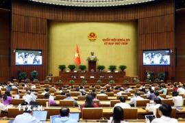 Chiều 9/5/2025, tại Hà Nội, Quốc hội họp phiên toàn thể tại hội trường để thảo luận về Luật Công nghiệp công nghệ số. (Ảnh: Phạm Kiên/TTXVN)