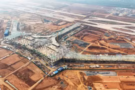 Công trường thi công nhà ga Sân bay Long Thành. (Ảnh: Hồng Đạt/TTXVN)