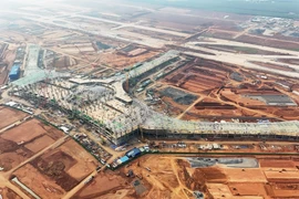 Công trường thi công nhà ga Sân bay Long Thành. (Ảnh: Hồng Đạt/TTXVN)