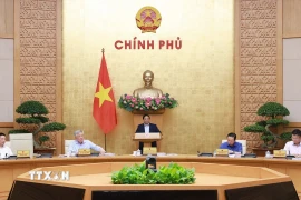 Thủ tướng Phạm Minh Chính chủ trì Phiên họp Chính phủ thường kỳ tháng 8 năm 2025. (Ảnh: Dương Giang/TTXVN)