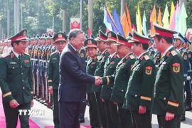 Tổng Bí thư Tô Lâm tới dự buổi lễ Kỷ niệm 80 năm Ngày truyền thống Bộ Tổng Tham mưu Quân đội Nhân dân Việt Nam (Ảnh: Trọng Đức/TTXVN)