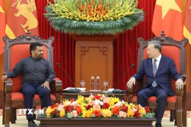 Tổng Bí thư Tô Lâm tiếp Tổng thống Sri Lanka Anura Kumara Dissanayaka chiều 4/5/2025. (Ảnh: Thống Nhất/TTXVN)