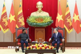 Tổng Bí thư Tô Lâm tiếp Tổng thống Sri Lanka Anura Kumara Dissanayaka. (Ảnh: Thống Nhất/TTXVN)