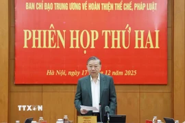 Tổng Bí thư Tô Lâm phát biểu tại phiên họp thứ hai của Ban Chỉ đạo Trung ương về hoàn thiện thể chế, pháp luật. (Ảnh: Thống Nhất/TTXVN)
